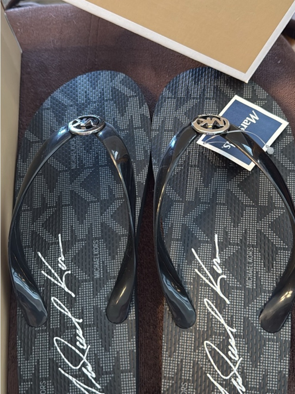Michael Kors Women’s Black Logo Flip Flop Sandals
